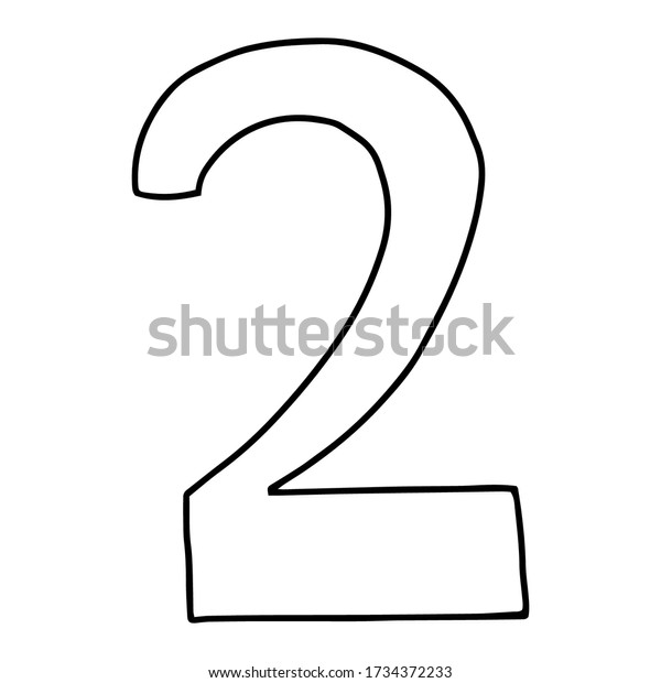 Number 2 Drawn Doodle Styleoutline Drawing Stock Vector (Royalty Free ...