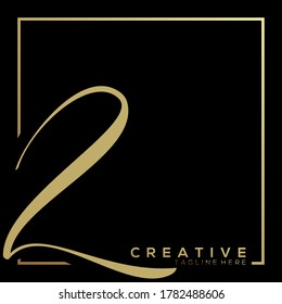 Number 2 Dynamic Gold Typography Logo Template