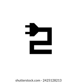 Number 2 electric cable geometric symbol simple logo vector