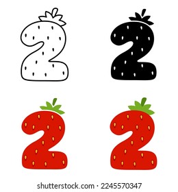 Number 2 in flat style isolated
