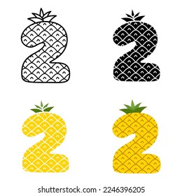 Number 2 in flat style isolated
