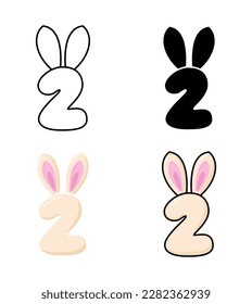 Number 2 in flat style isolated