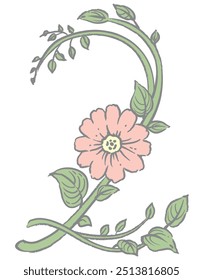 Número 2. Fonte flolal. Ilustração vetorial.