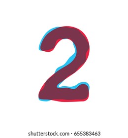 Number 2 font character logo formed by colorful overlay technique. Number font style vector illustration, vector element for application icon, t-shirt or card, number, counting, count