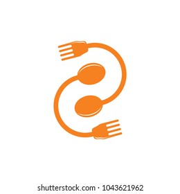 number 2 fork and spoon symbol logo vector