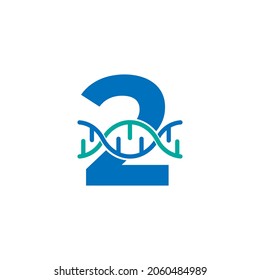 Number 2 Genetic Dna Icon Logo Design Template Element. Biological Illustration