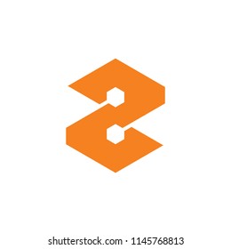 number 2 geometric hexagon logo vector