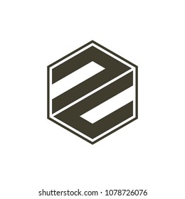 number 2 geometric hexagon shape logo 