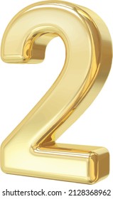 Number 2 gold 3d luxury