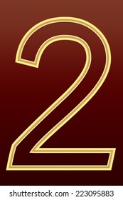 Number 2 from gold alphabet on dark red background : logo vector