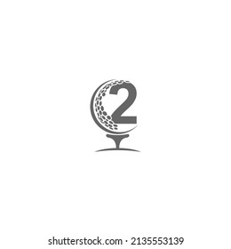 Number 2 and golf ball icon logo design illustration