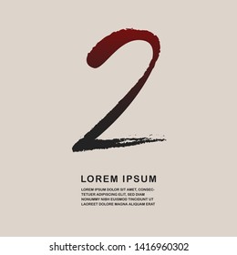 Number 2 in grunge, brush style with graphic and space for your text