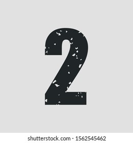 Number 2 grunge style.Vector eps10