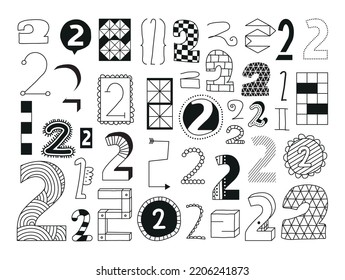 Number 2 handmade vector typography