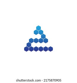 Number 2 hexagons, triangle geometric symbol simple logo vector