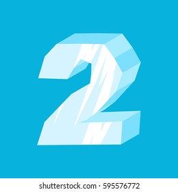 Number 2 ice. Icicles font two. Frozen alphabet symbol. Iceberg ABC sign