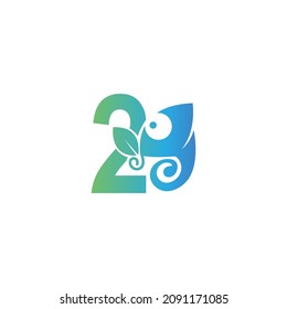 Number 2 icon with chameleon logo  design template vector