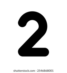 Number 2 icon isolated on a white background. Vector illustration.