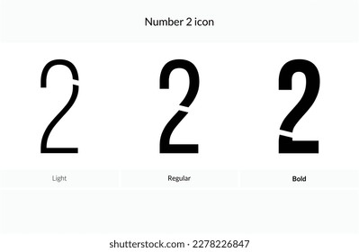 Number 2 icon .Light, Regular And Bold style design isolated on white background
