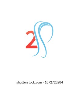 Number 2 icon logo combined with hijab icon design template