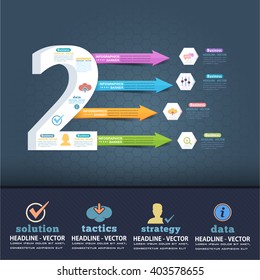 Number 2 Infographics Design and Multicolored Arrows 