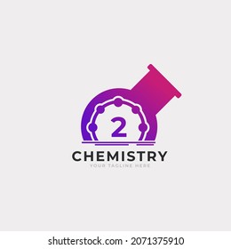 Number 2 Inside Chemistry Tube Laboratory Logo Design Template Element