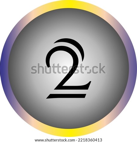 number "2" with an interesting font and color in vector form