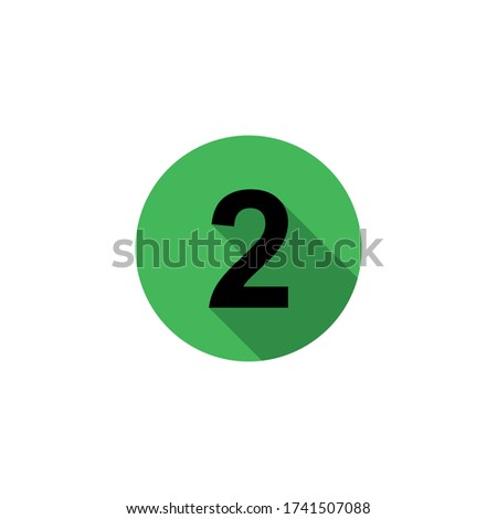 number 2, isolated in a circle with shadows