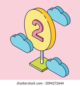 Nummer 2 - isometrischer Vektorgrafik