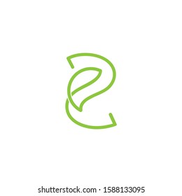 number 2 leaf overlapping lines art logo vector