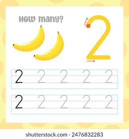 Number 2 - learning to draw numbers activity sheet