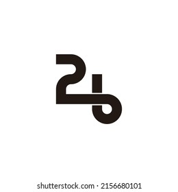 Number 2 and letter b connect geometric symbol simple logo vector