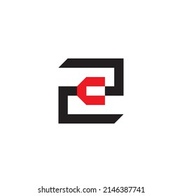 Number 2 and letter C simple box symbol logo vector
