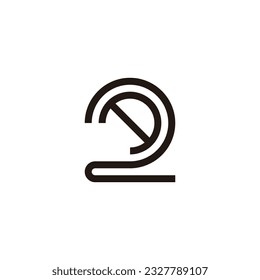 Number 2 letter A curve geometric symbol simple logo vector