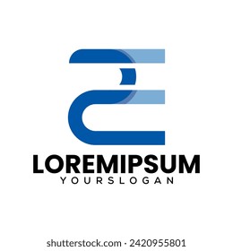 number 2 and letter e abstract logo design 