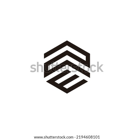 Number 2 letter E, hexagon geometric symbol simple logo vector