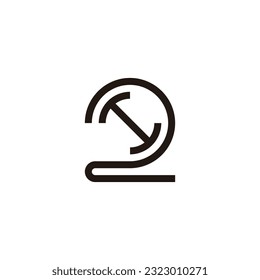 Number 2 letter H curve geometric symbol simple logo vector