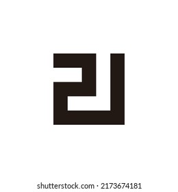 Number 2 letter J square geometric symbol simple logo vector