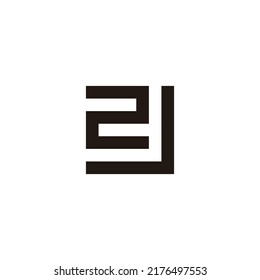 Number 2 letter J square geometric symbol simple logo vector