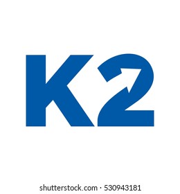 number 2 and letter K. logo vector.