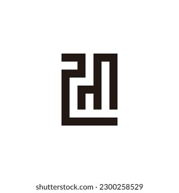 Number 2 letter m rectangles geometric symbol simple logo vector