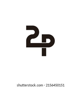 Número 2 y letra P conectar símbolo geométrico simple vector logotipo