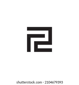 
number 2, letter r and P simple symbol logo vector