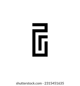 Number 2 letter r square geometric symbol simple logo vector