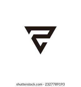 Number 2 letter r triangle geometric symbol simple logo vector