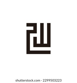 Number 2, letter w square geometric symbol simple logo vector