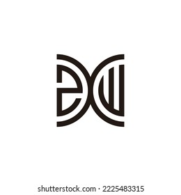 Number 2 letter X w curve geometric symbol simple logo vector