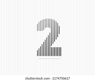 Number 2 line art. Vector illustration with vertical lines isolated on a white background. Figure 2 vector icon with gradient.