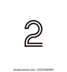 Number 2 line geometric symbol simple logo vector