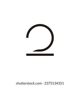 Number 2 line geometric symbol simple logo vector